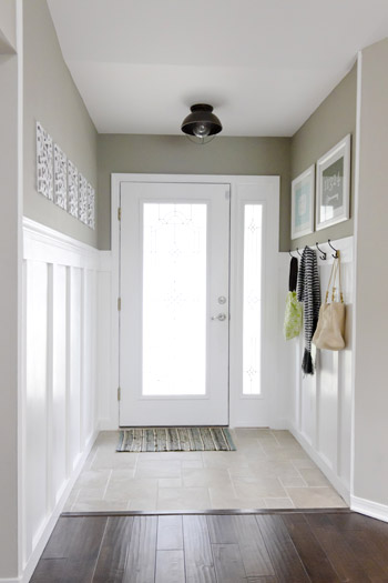 Flush Mount Ceiling Light Refreshes A Rustic Entryway