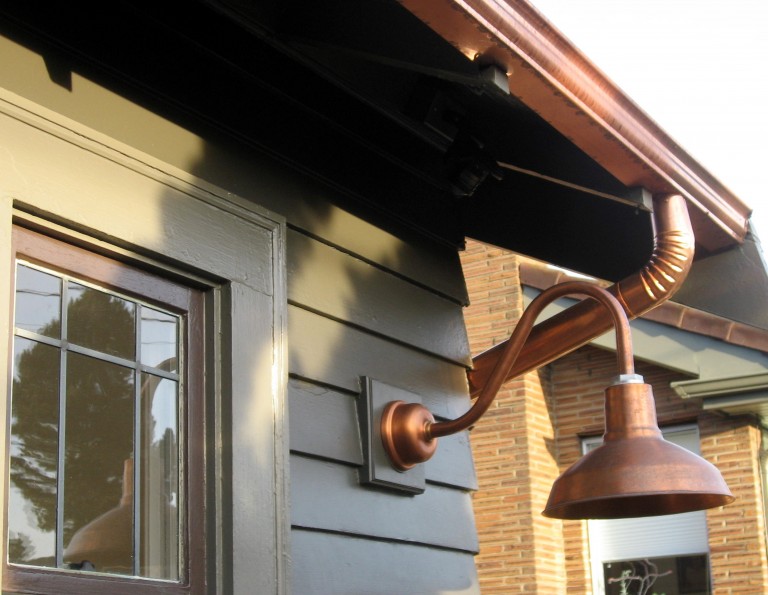 Copper Gooseneck Lighting For 1920s Craftsman Style Home