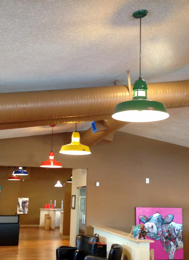 Colorful Led Pendant Lights Create Fun Office Vibe